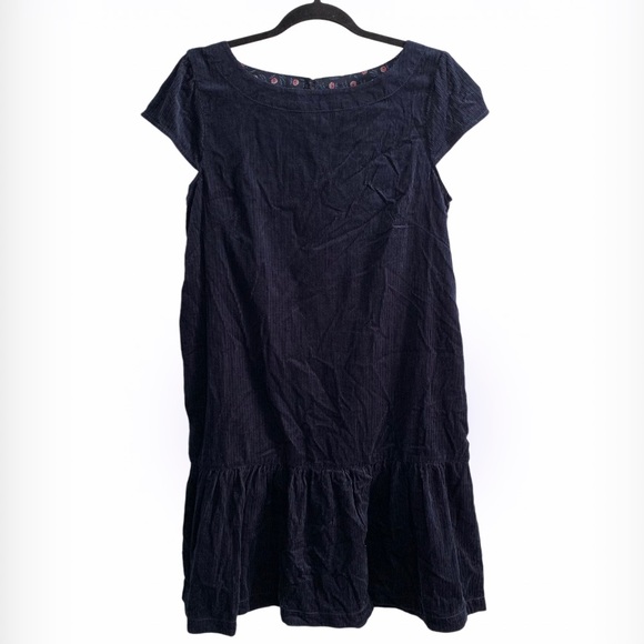 Anthropologie Dresses & Skirts - Anthropologie Maeve “Tessa” Flounce Ruffle Navy Blue Corduroy Mini Dress